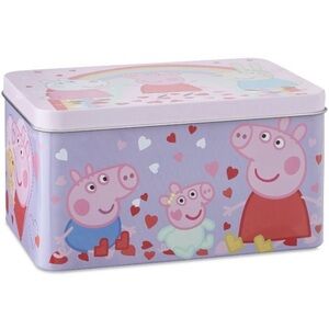 💞 New Purple Peppa Pig Decorative Hinged Tin Storage Box